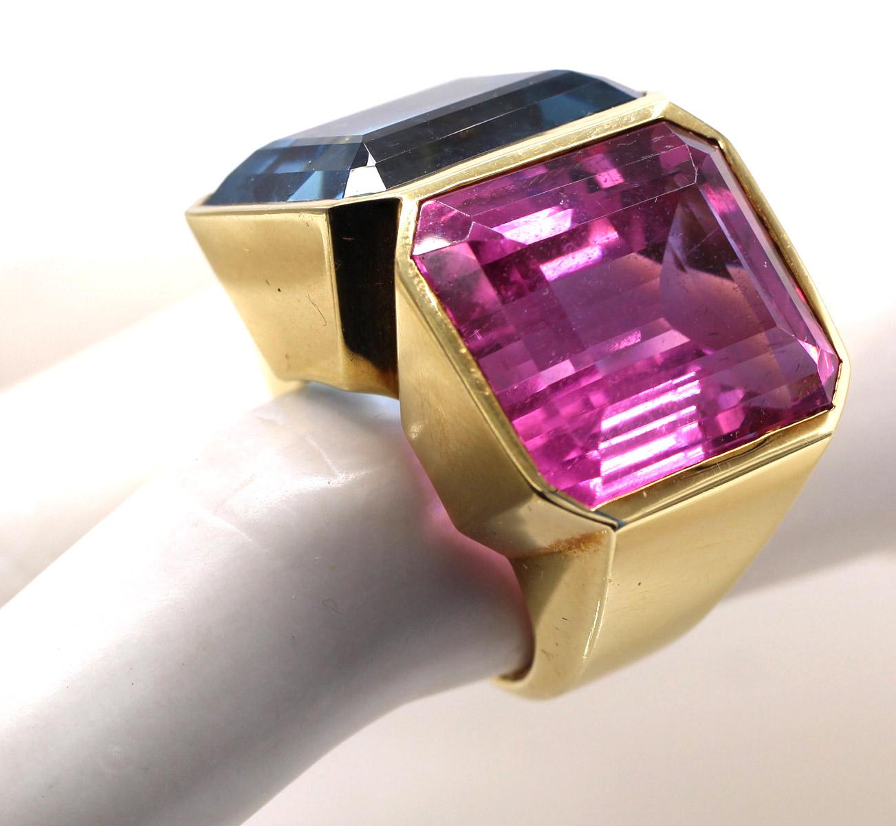 Paloma Picasso Para Tiffany Única Turmalina Aguamarina Anillo De Oro De 18 Kilates en venta 1