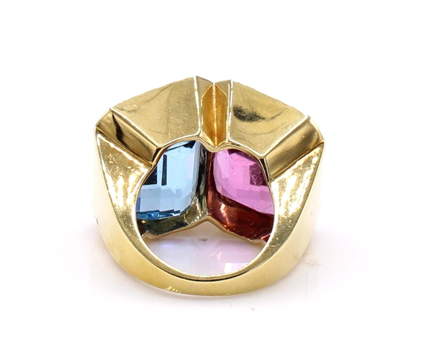 Paloma Picasso Para Tiffany Única Turmalina Aguamarina Anillo De Oro De 18 Kilates en venta 2
