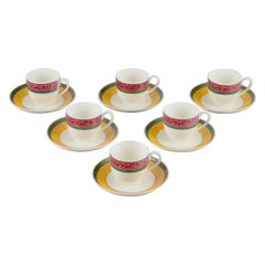 Paloma Picasso für Villeroy & Boch, Deutschland. Set aus sechs Kaffeebechern mit Untertassen