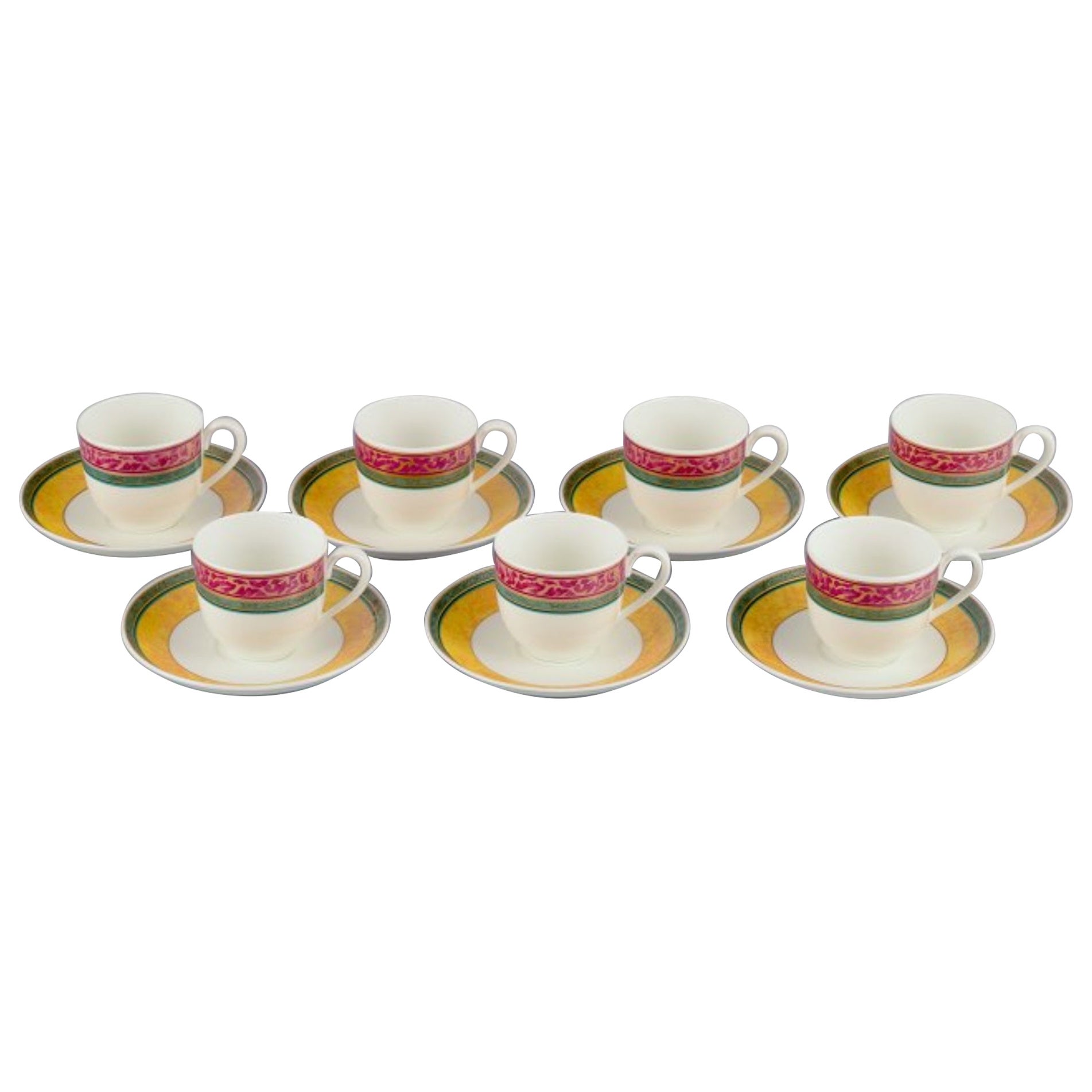 Paloma Picasso für Villeroy & Boch.  Set aus sieben Kaffeebechern mit Untertassen.