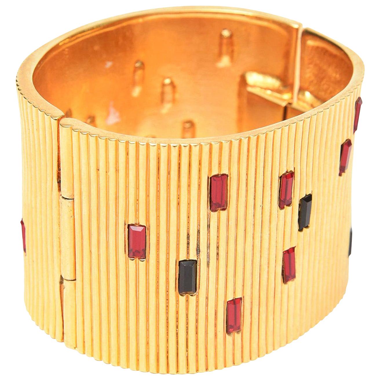 Paloma Picasso Glass and Ribbed Gold Filled Cuff Bracelet  For Sale