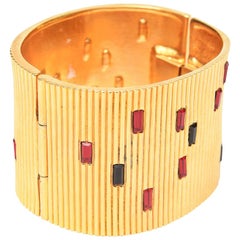 Paloma Picasso Glass and Ribbed Gold Filled Cuff Bracelet 