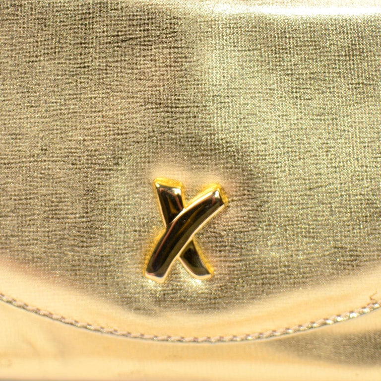 Paloma Picasso Gold Signature X Shoulder Bag With Original Dust Bag For Sale 3
