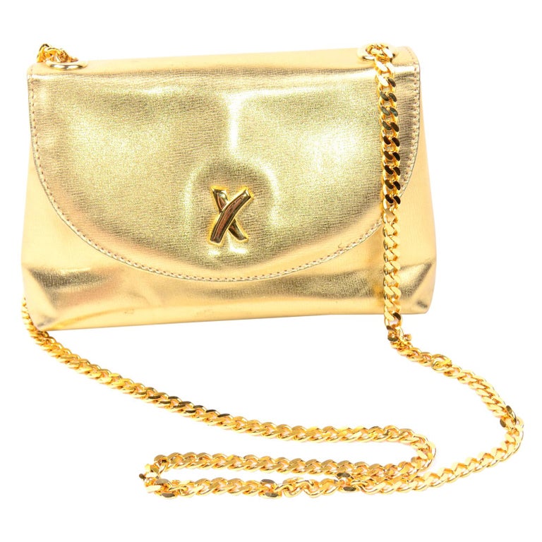 Paloma Picasso Gold Signature X Shoulder Bag With Original Dust Bag For Sale