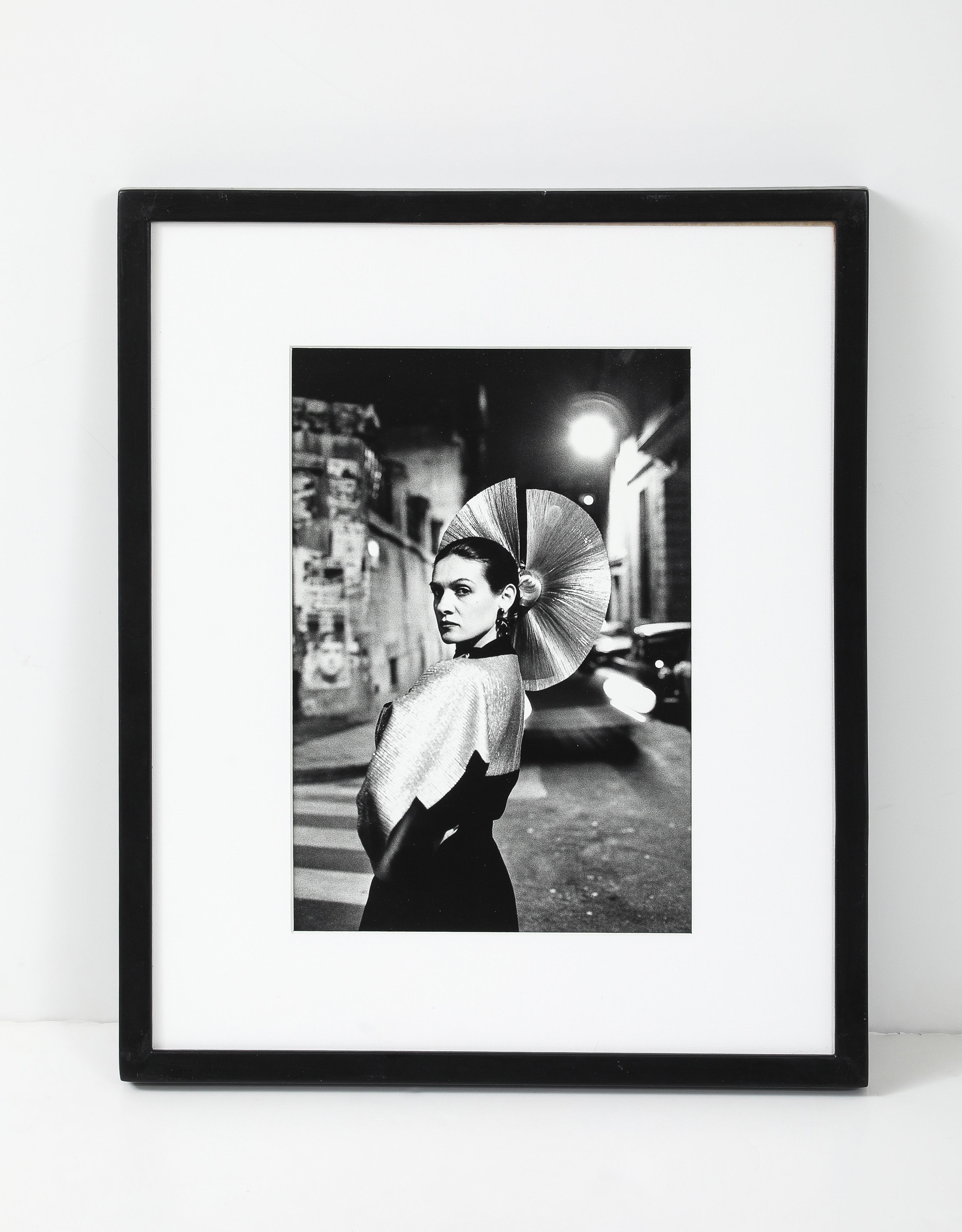 Modern Paloma Picasso In a Karl Lagerfeld Dress, Signed by Helmut Newton For Sale