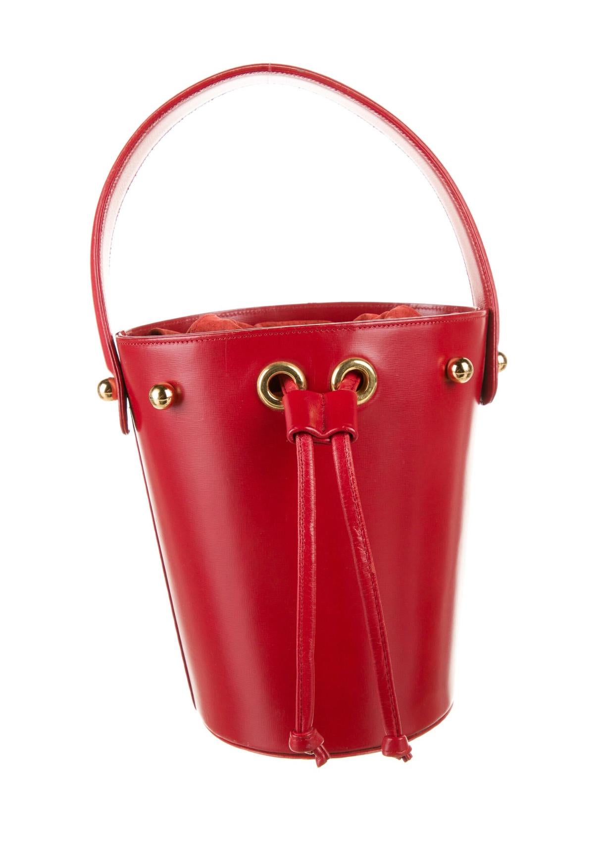 Paloma Picasso red leather bucket bag. Condition: Very good.