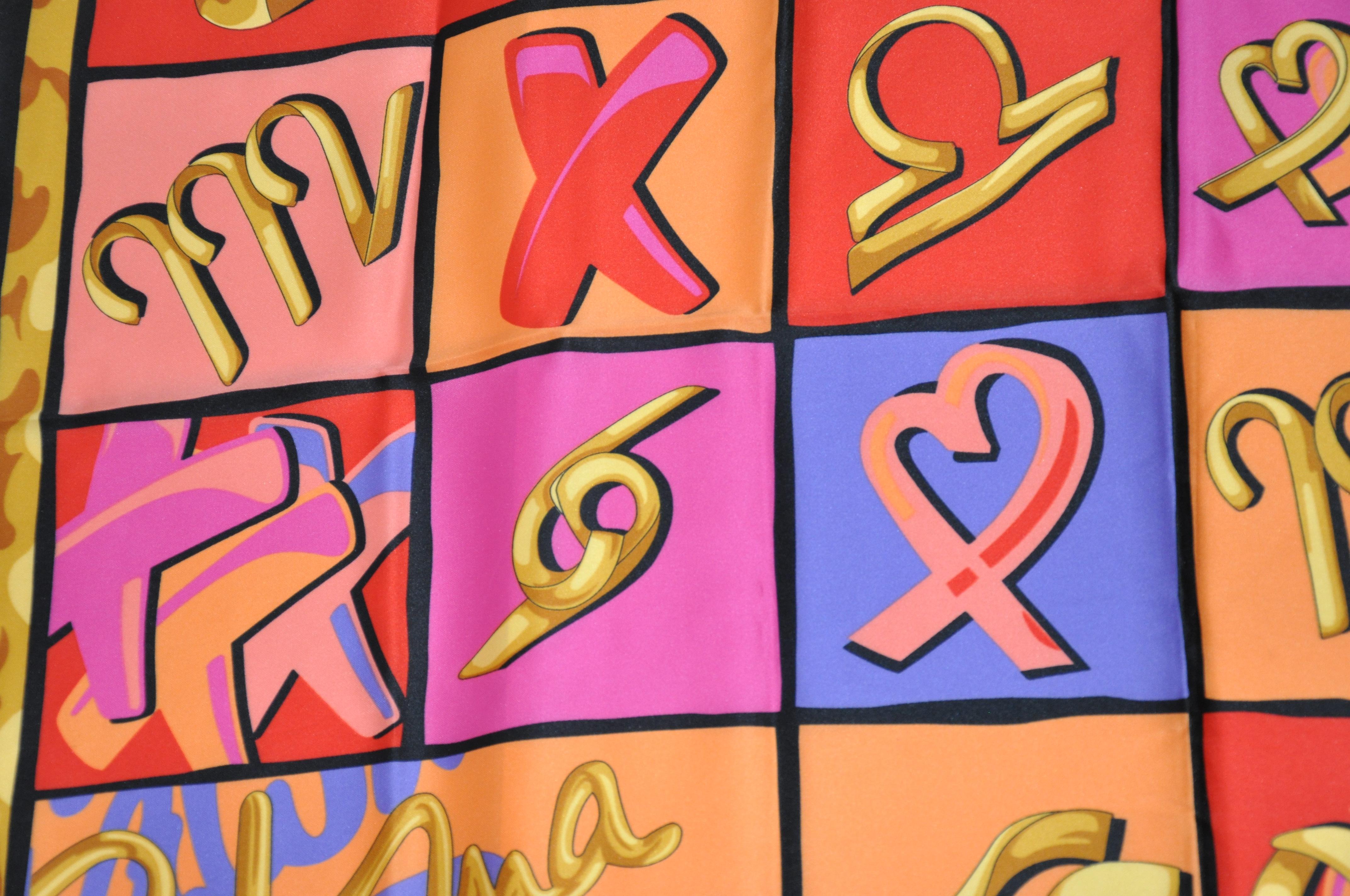 Paloma Picasso: „Love & Kisses“, mehrfarbiger Schal im Angebot 5
