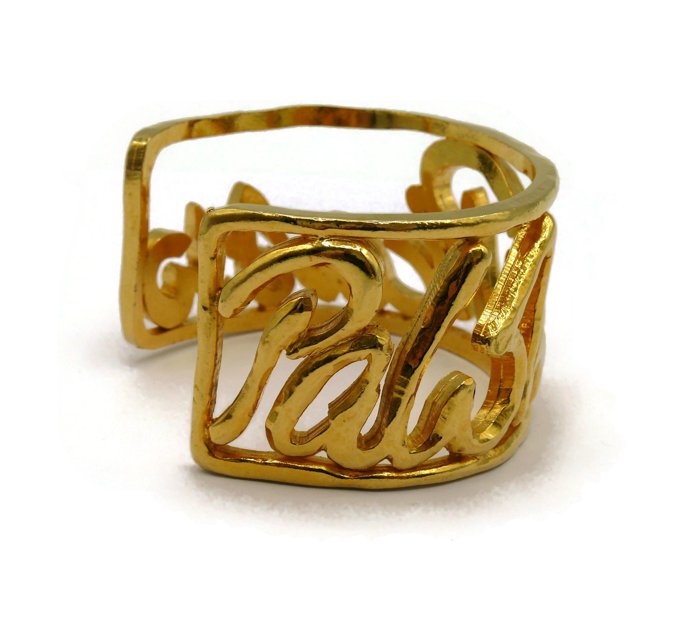 PALOMA PICASSO Parfums Vintage Gold Tone Cursive Signature Cuff Bracelet 2