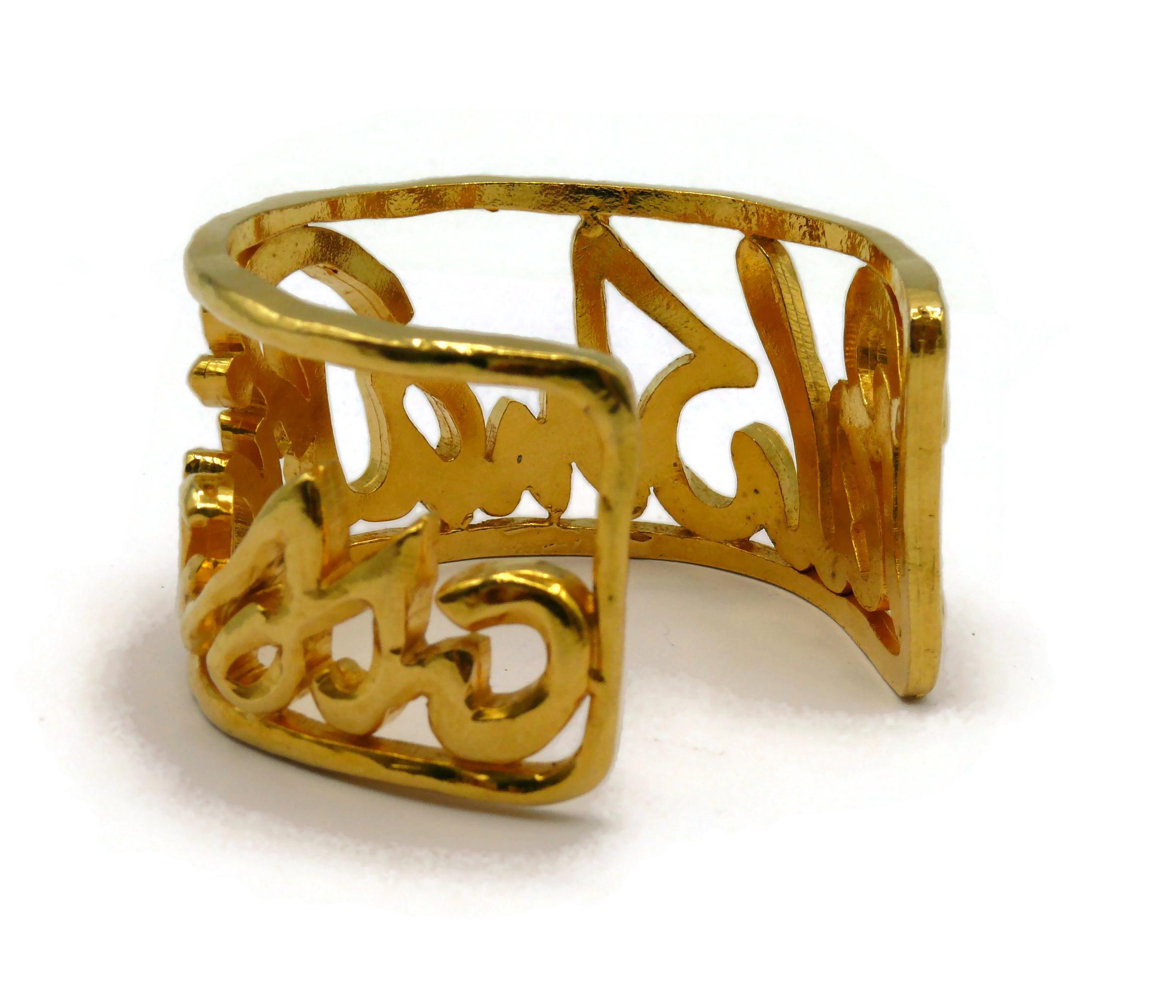 PALOMA PICASSO Parfums Vintage Gold Tone Cursive Signature Cuff Bracelet 5