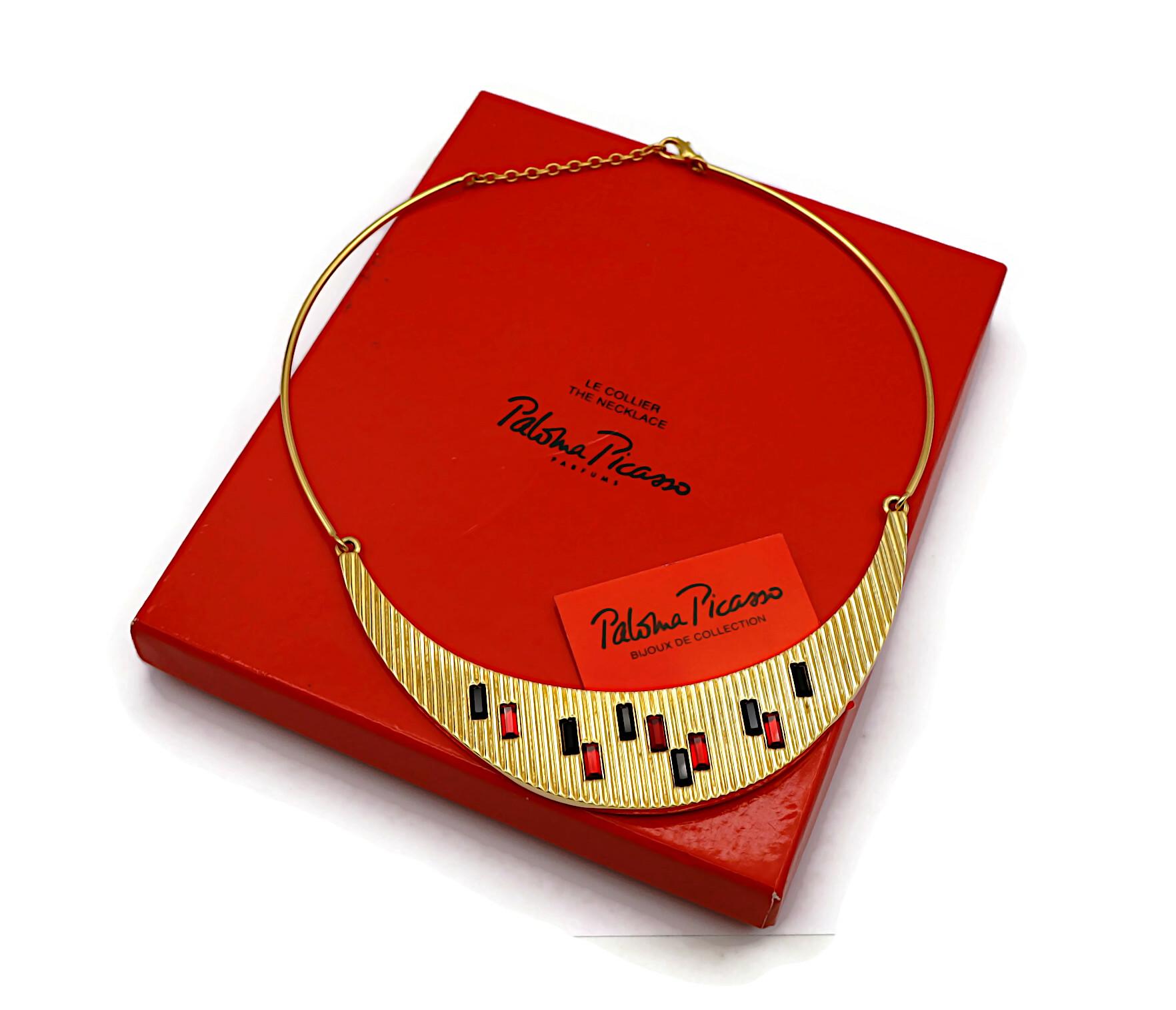 PALOMA PICASSO Parfums Vintage Jewelled Ribbed Design Necklace In Good Condition For Sale In Nice, FR