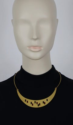 PALOMA PICASSO Parfums Vintage Jewelled Ribbed Design Necklace