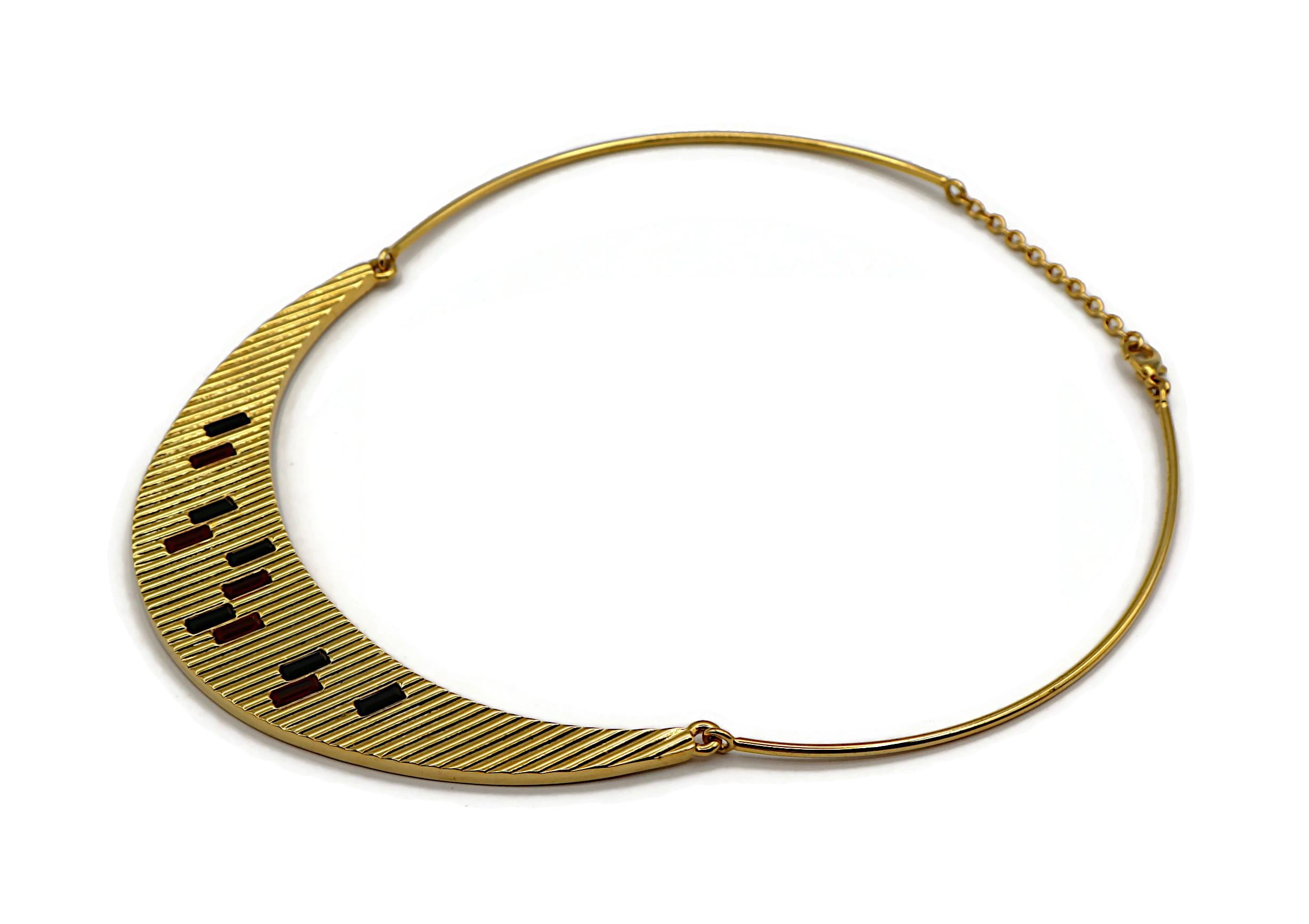 PALOMA PICASSO Parfums Vintage Jewelled Ribbed Design Necklace For Sale 2