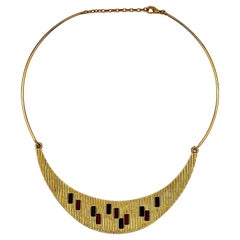 PALOMA PICASSO Parfums Vintage Jewelled Ribbed Design Necklace