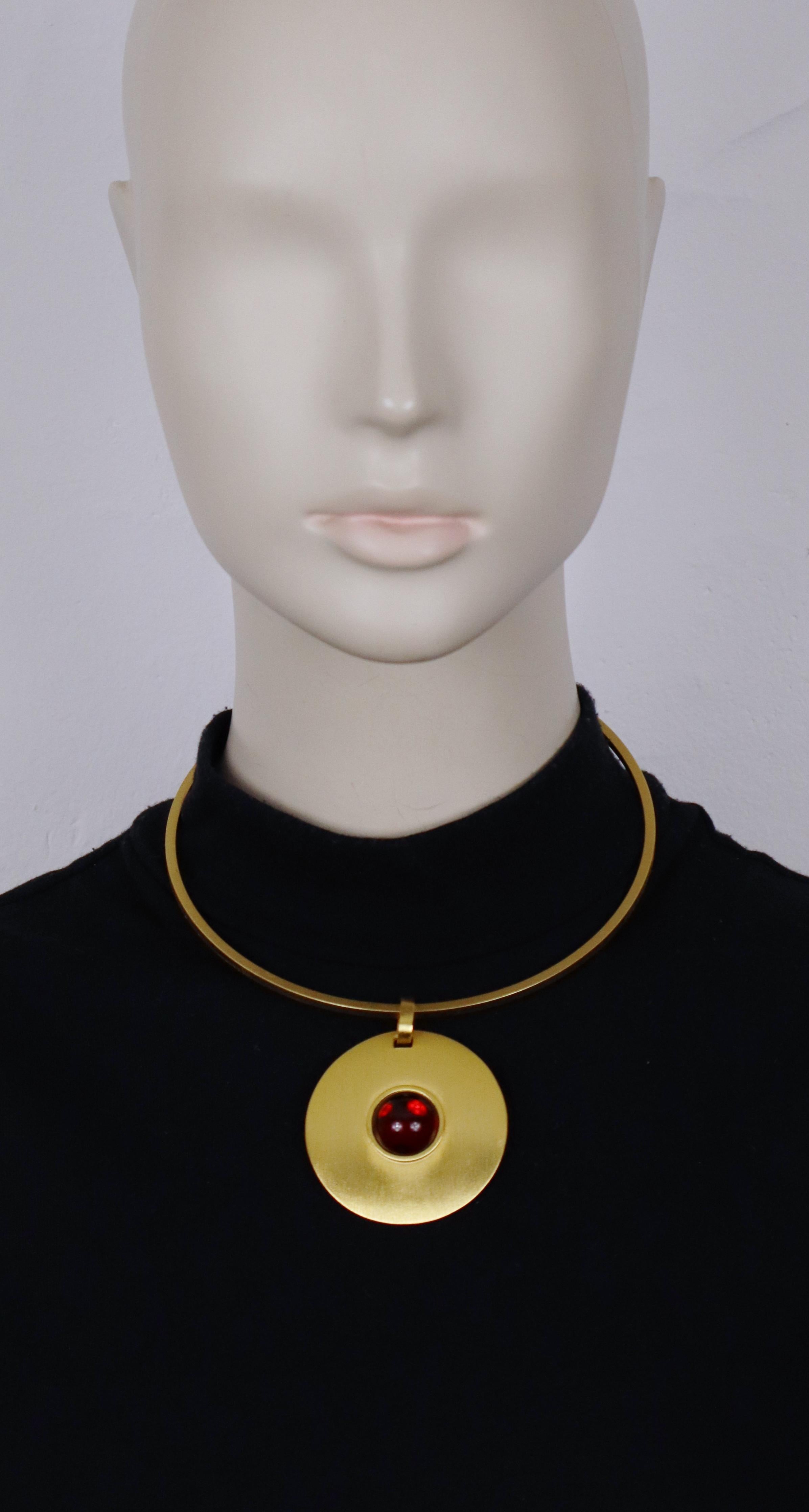 PALOMA PICASSO Parfums vintage gold tone rigid torque choker necklace 