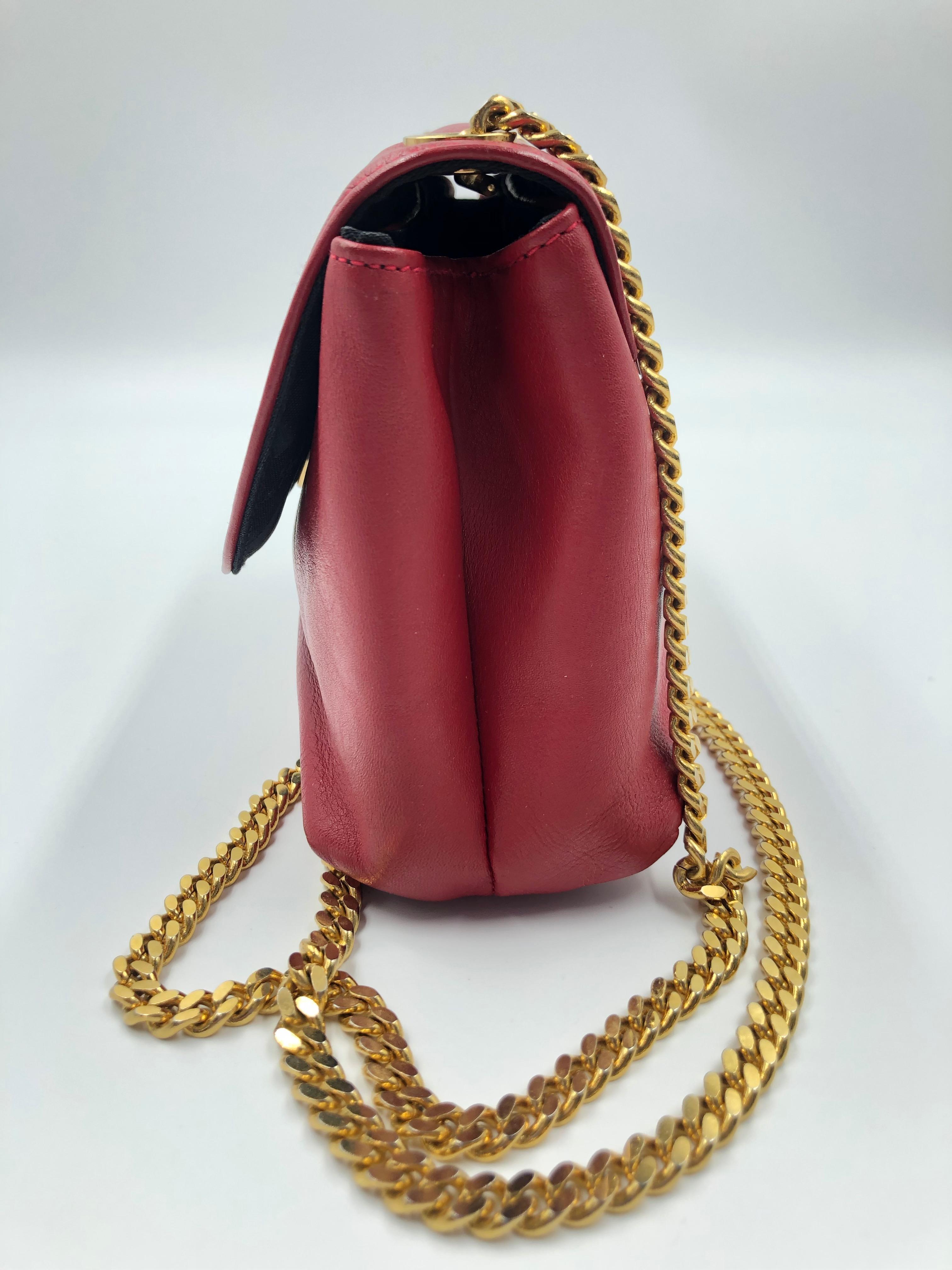 Brown Paloma Picasso Red Leather Gold Chain Crossbody Disco Bag 