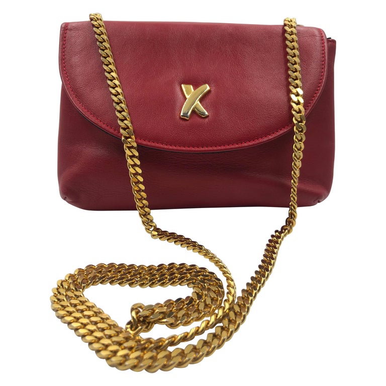 Paloma Picasso Red Leather Gold Chain Crossbody Disco Bag For Sale at 1stdibs