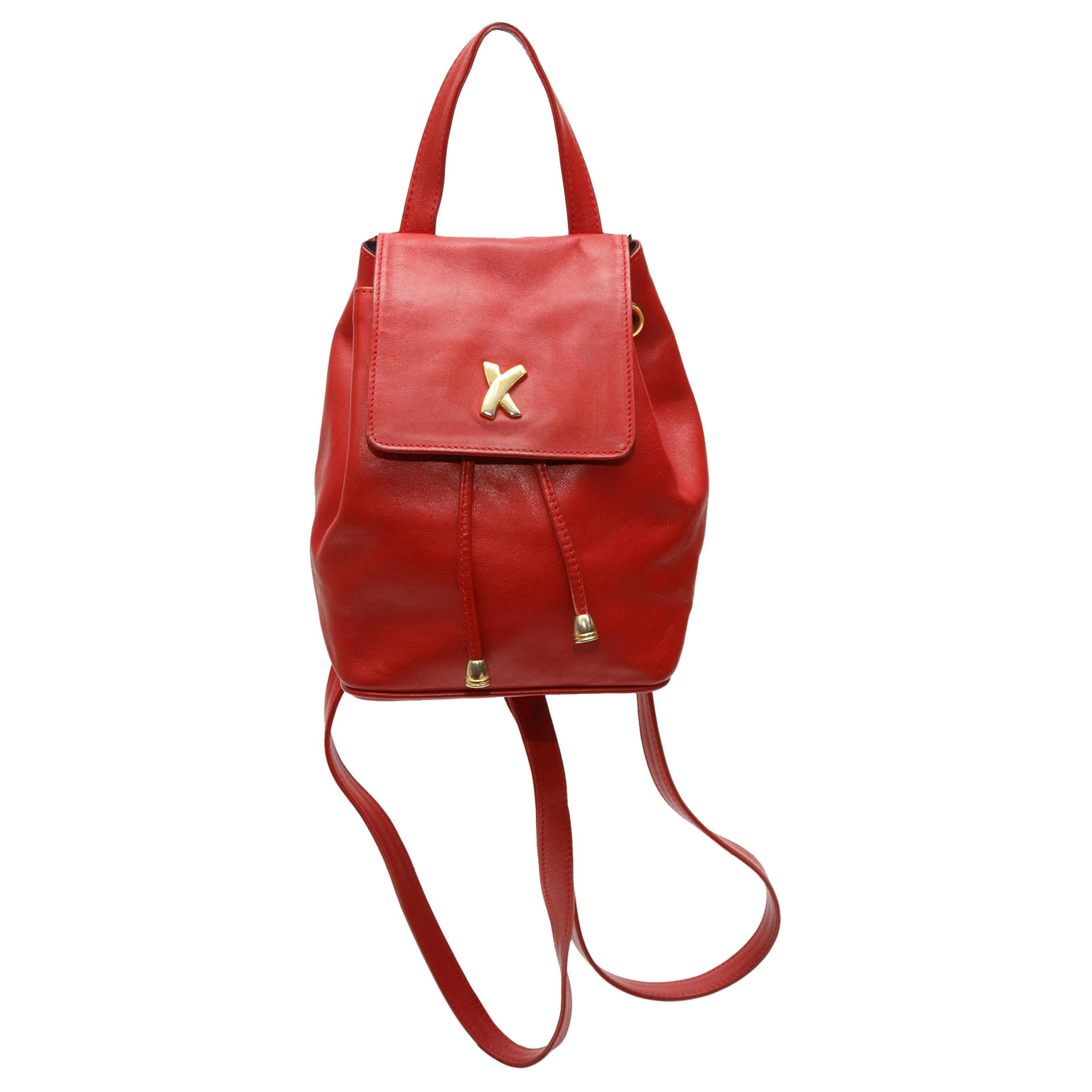 Paloma Picasso Red Leather Mini Backpack