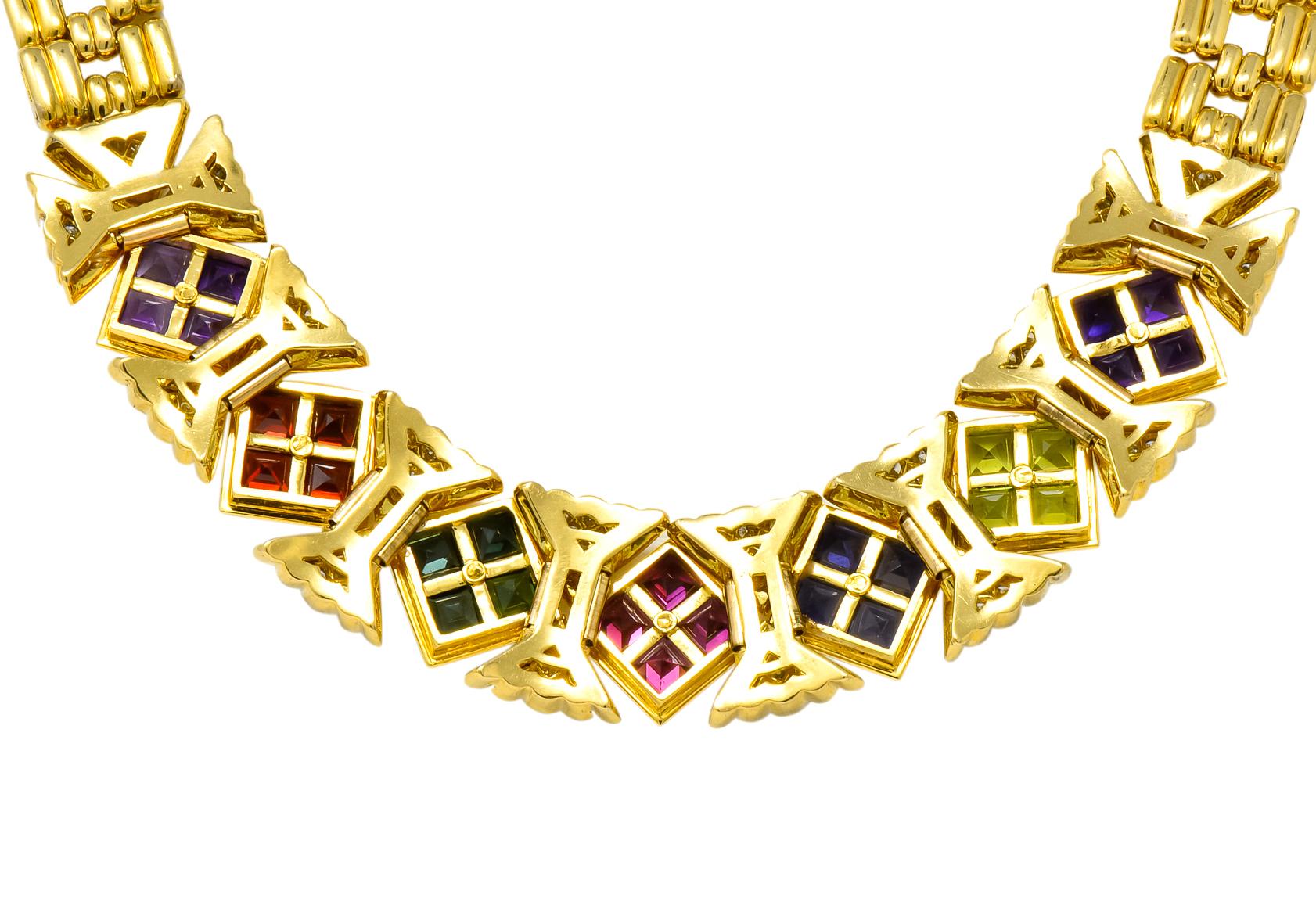 Women's or Men's Paloma Picasso Tiffany & Co. 13.6 Carat Multi-Gem Diamond 18 Karat Gold Necklace