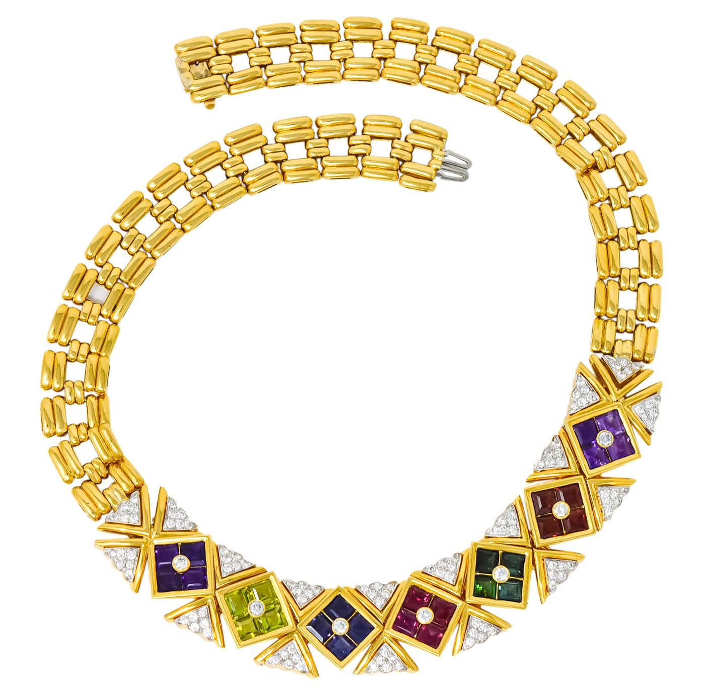 Paloma Picasso Tiffany & Co. 13.6 Carat Multi-Gem Diamond 18 Karat Gold Necklace 2