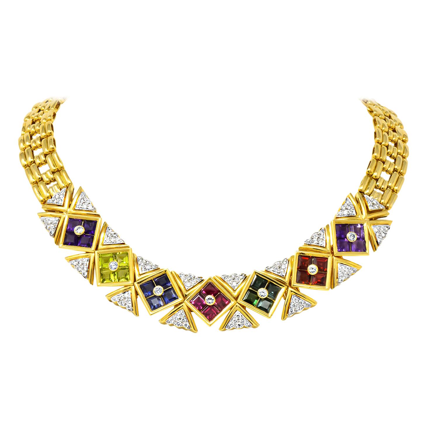 Paloma Picasso Tiffany & Co. 13.6 Carat Multi-Gem Diamond 18 Karat Gold Necklace