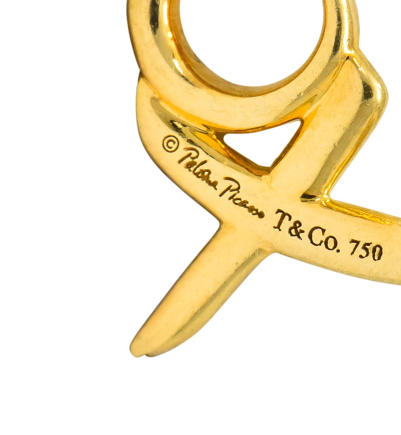 Modernist Paloma Picasso Tiffany & Co. 18 Karat Gold Graffiti Love & Kisses Charm Pendant