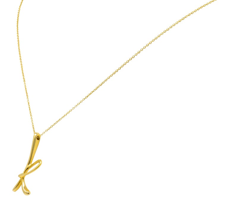 Modern Paloma Picasso Tiffany & Co. 18 Karat Gold Letter K Pendant Necklace