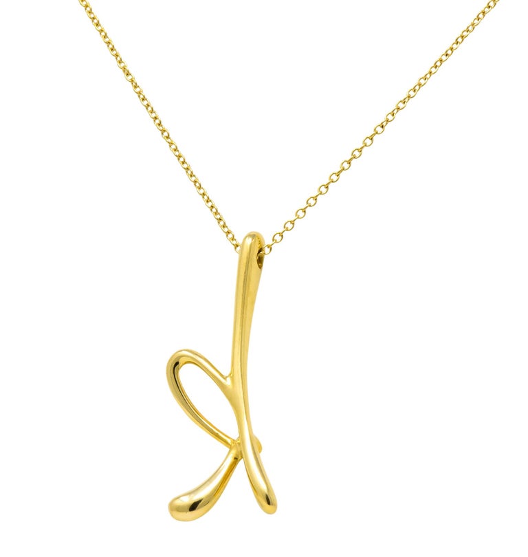 Paloma Picasso Tiffany & Co. 18 Karat Gold Letter K Pendant Necklace 1