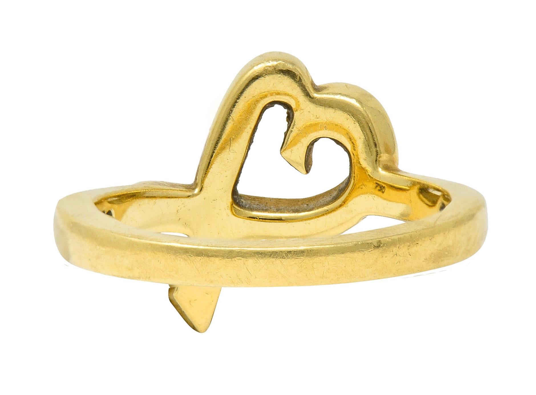 Paloma Picasso Tiffany & Co. 18 Karat Gold Vintage Loving Heart Ring In Excellent Condition In Philadelphia, PA