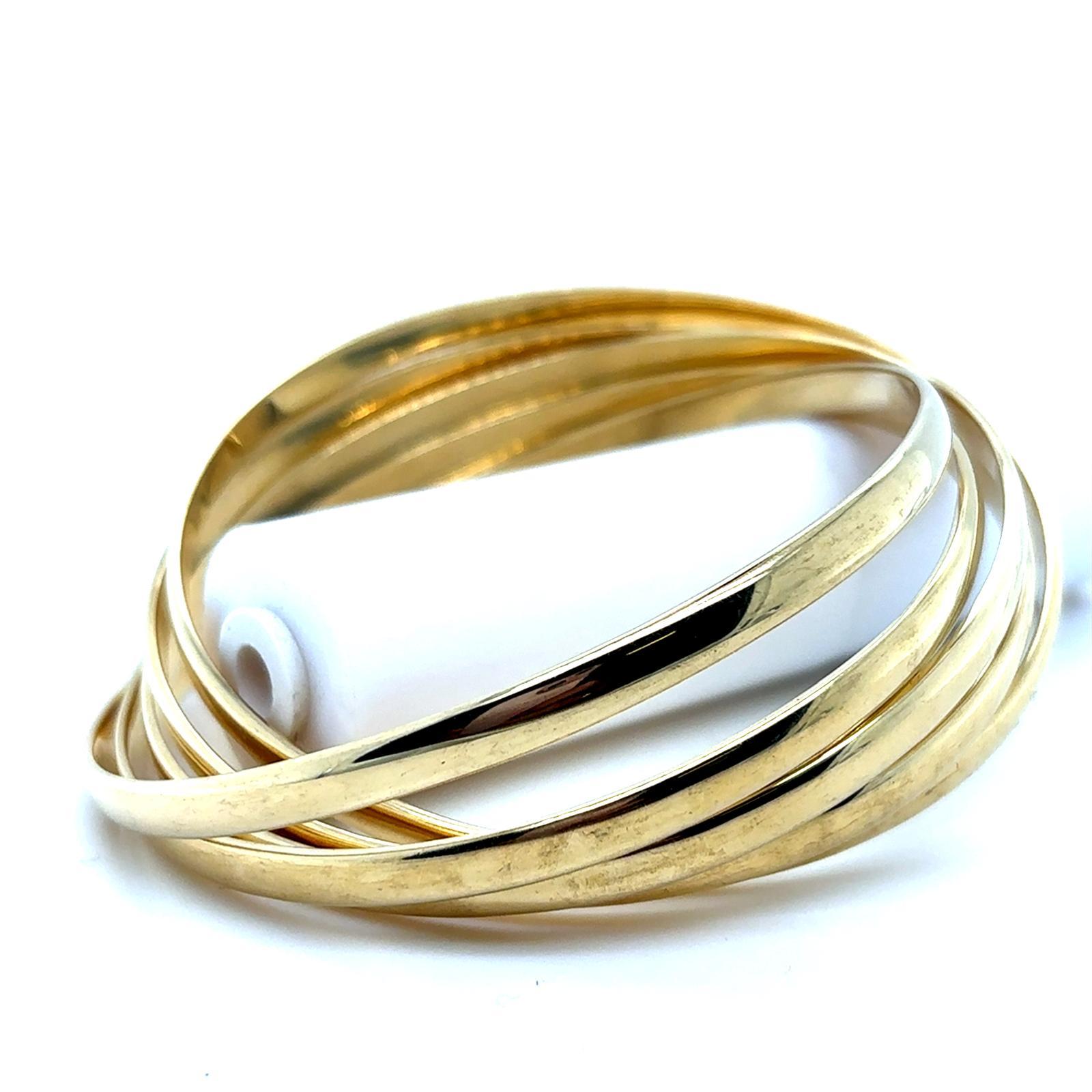 Rétro Paloma Picasso for Tiffany & Co. 18 Karat Yellow Gold Cinque Bangle Bracciale Russo in vendita