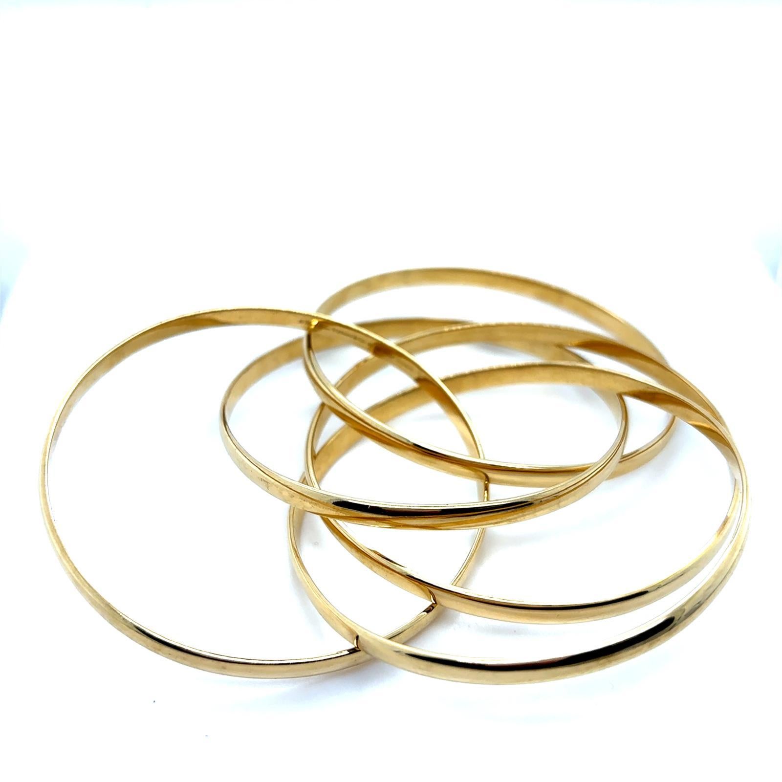 Paloma Picasso for Tiffany & Co. 18 Karat Yellow Gold Cinque Bangle Bracciale Russo in vendita 3