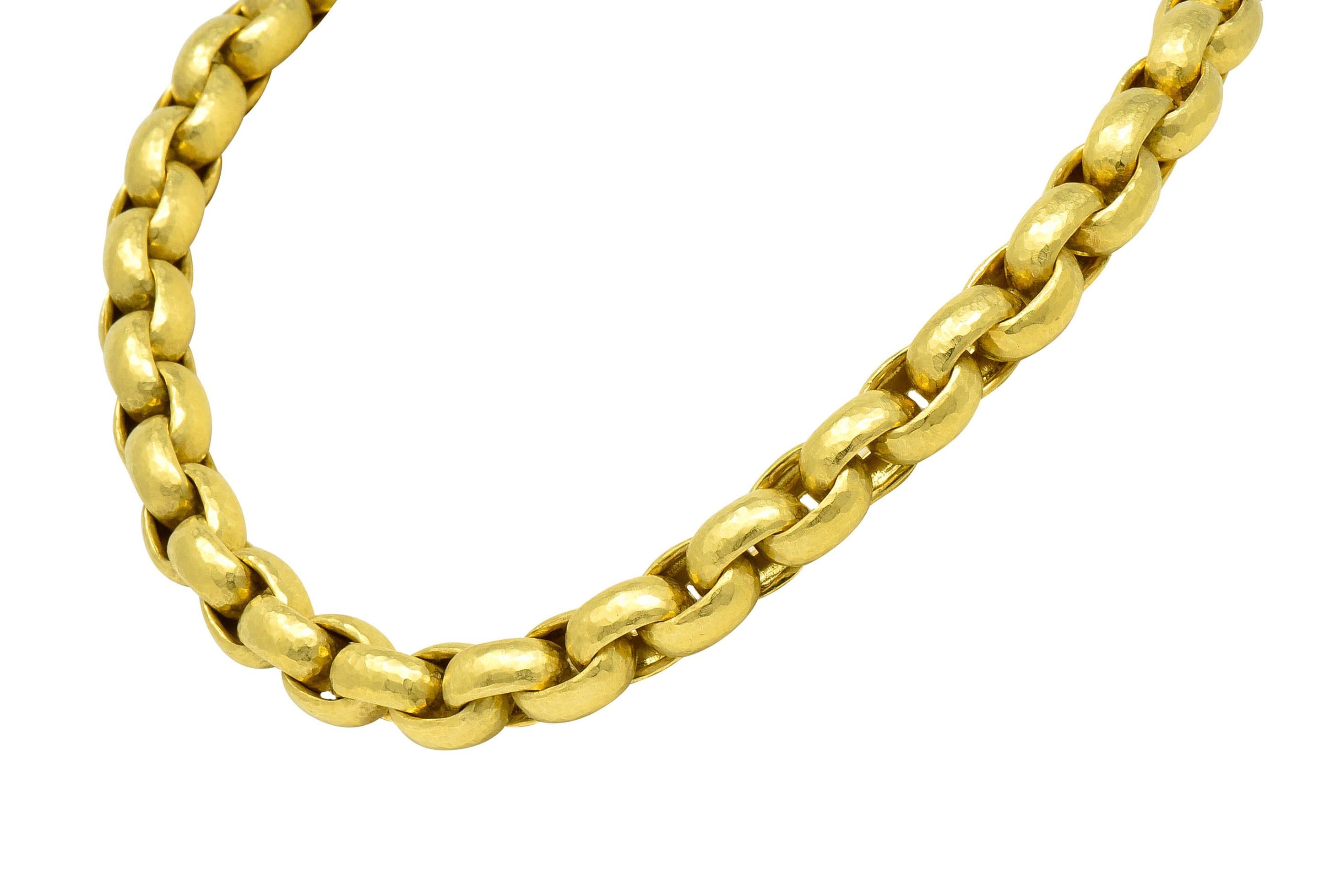 Modernist Paloma Picasso Tiffany & Co. 18 Karat Yellow Gold Hammered Link Necklace