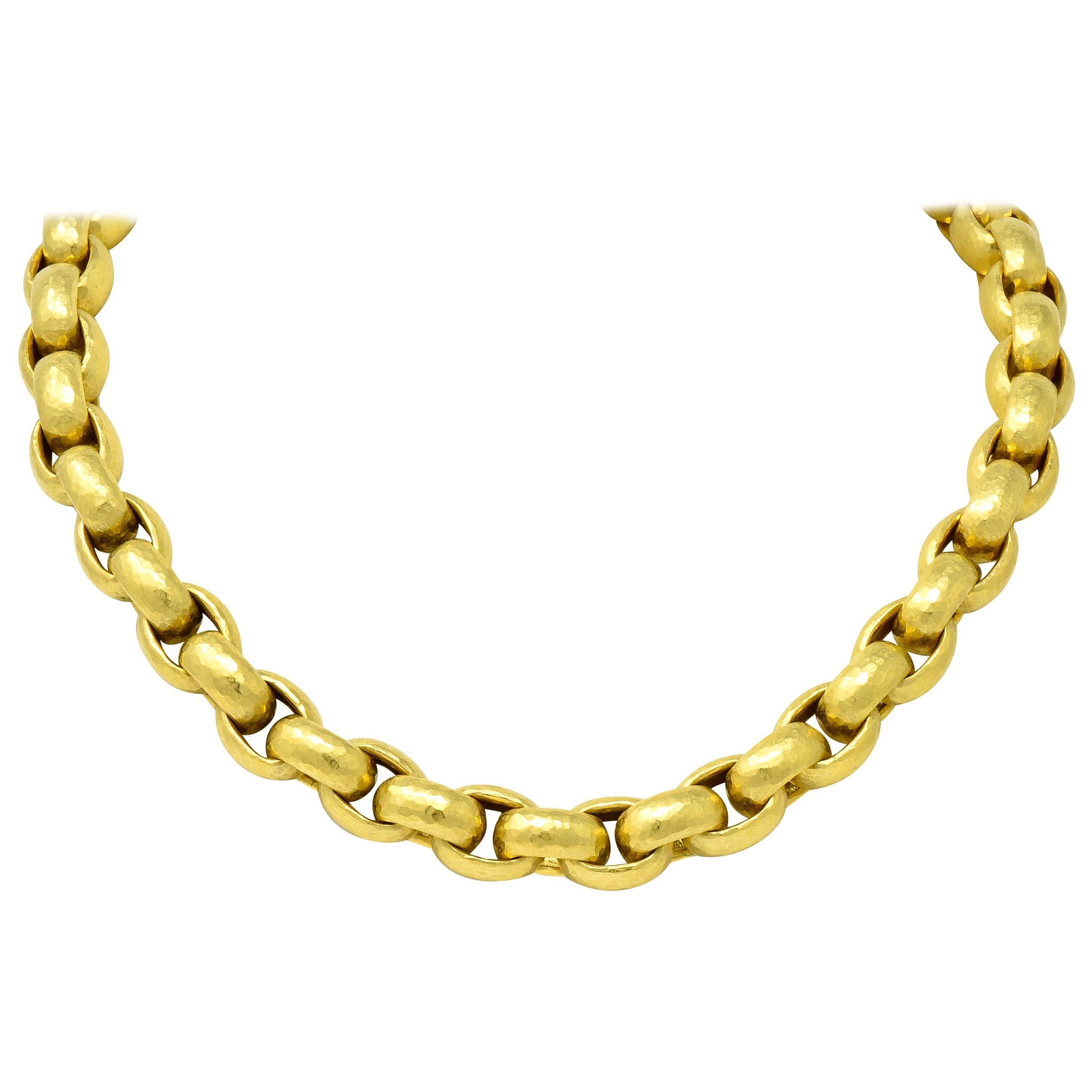 Paloma Picasso Tiffany & Co. 18 Karat Yellow Gold Hammered Link Necklace