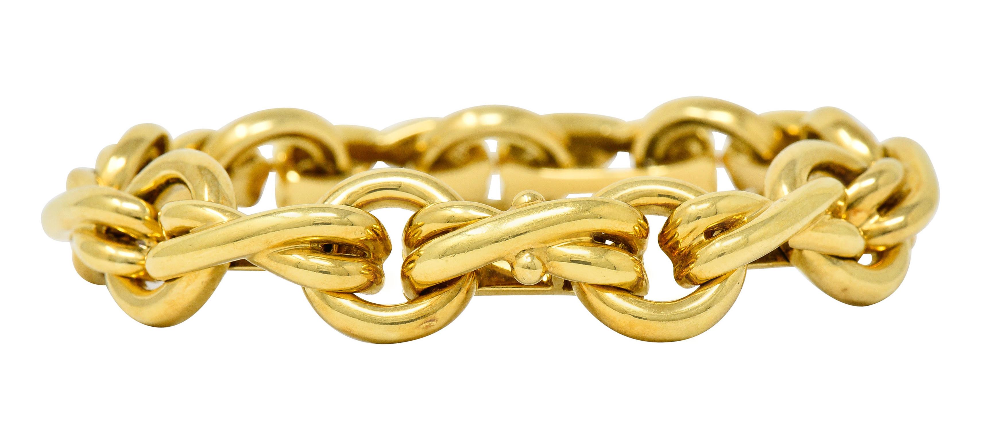 Paloma Picasso Tiffany & Co. 18 Karat Yellow Gold Knot Graffiti X Link Bracelet In Excellent Condition In Philadelphia, PA