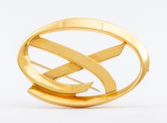 Paloma Picasso 18K Yellow Gold Brooch, Modern Design, USA, 1985