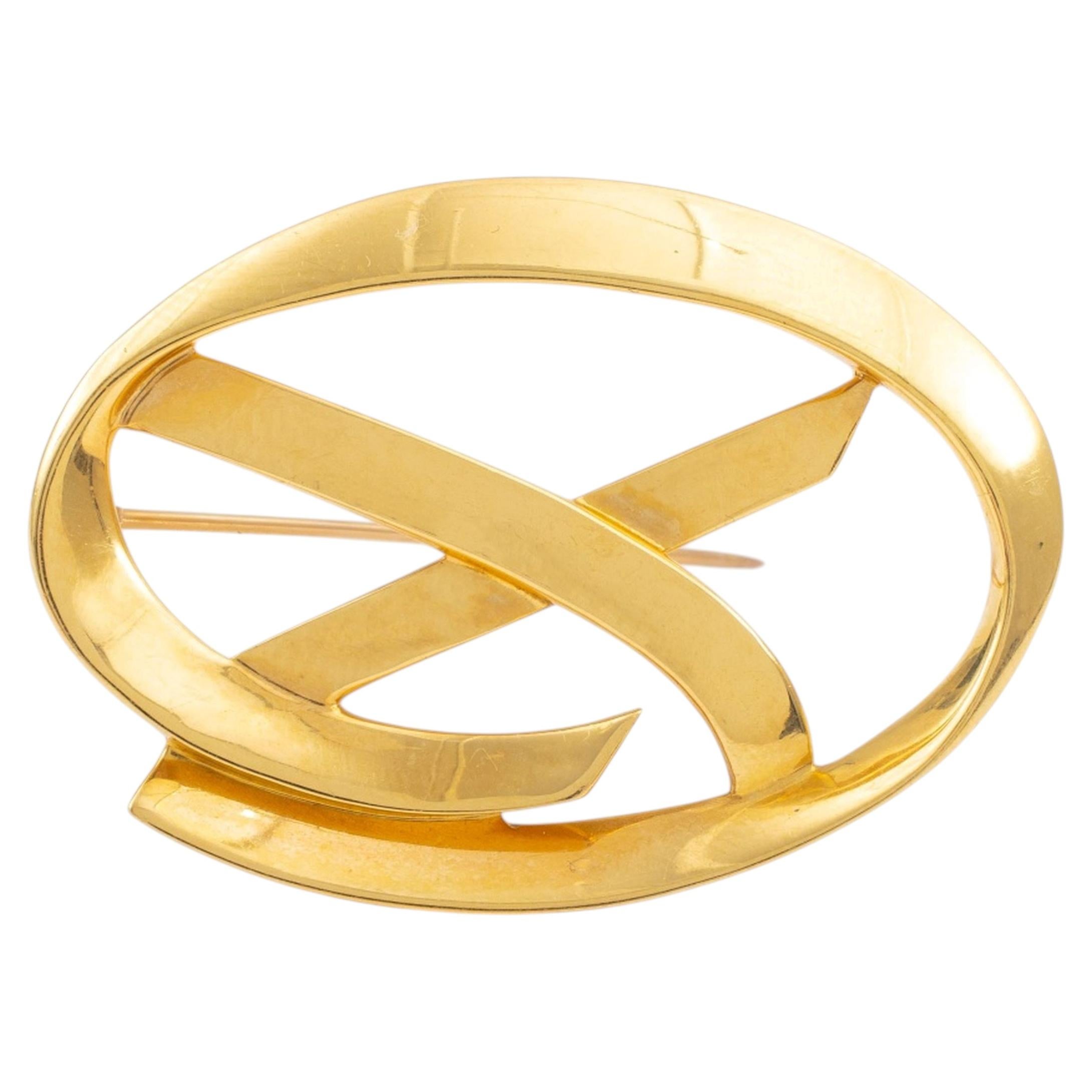 Spilla di Paloma Picasso in oro giallo 18 carati, design moderno, Stati Uniti, 1985
