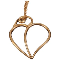 Paloma Picasso Tiffany & Co 18k Gold Heart Pendant and Chain