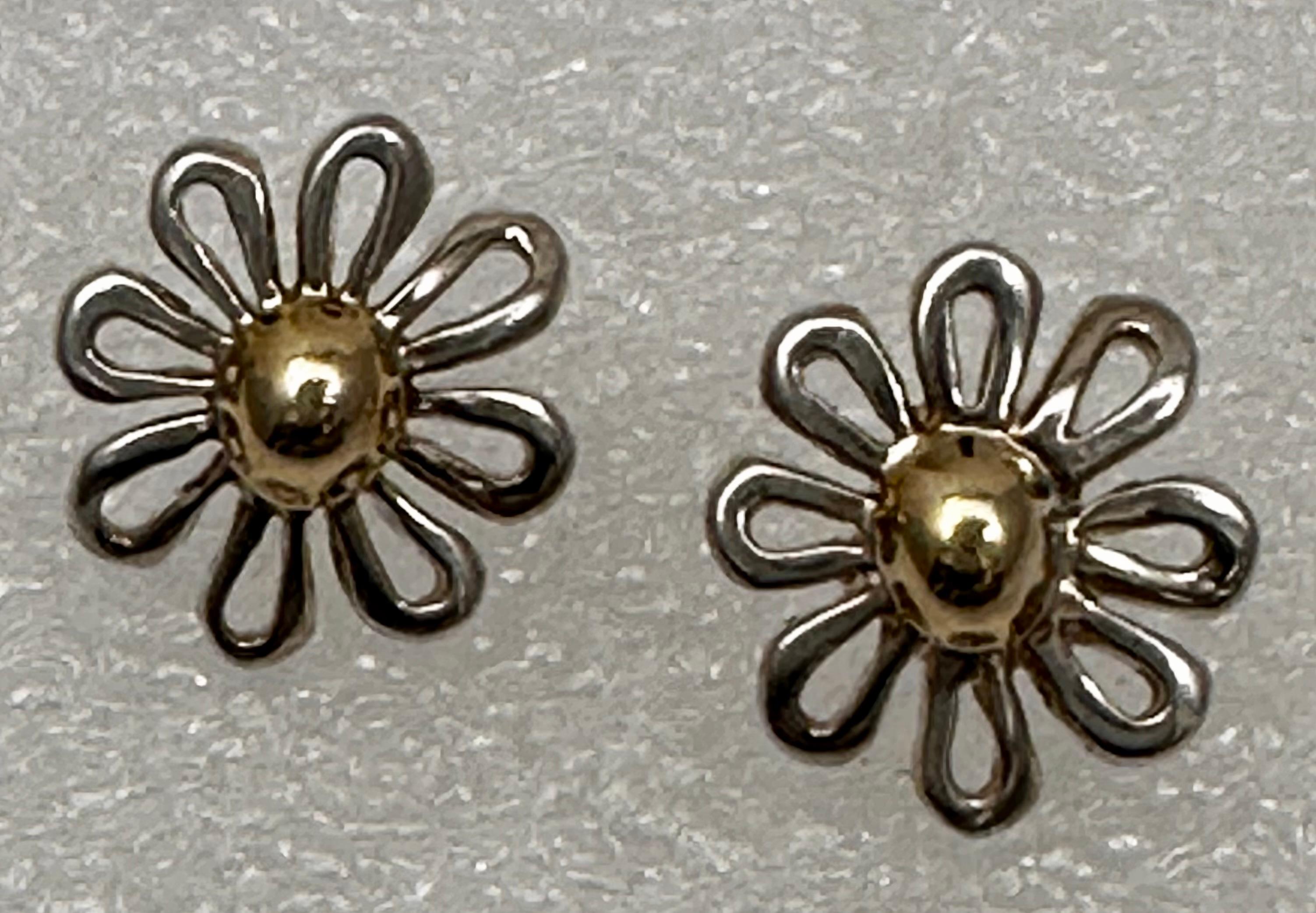 Paloma Picasso Tiffany & Co. 18K Gold Sterling Silver Flower Earrings


