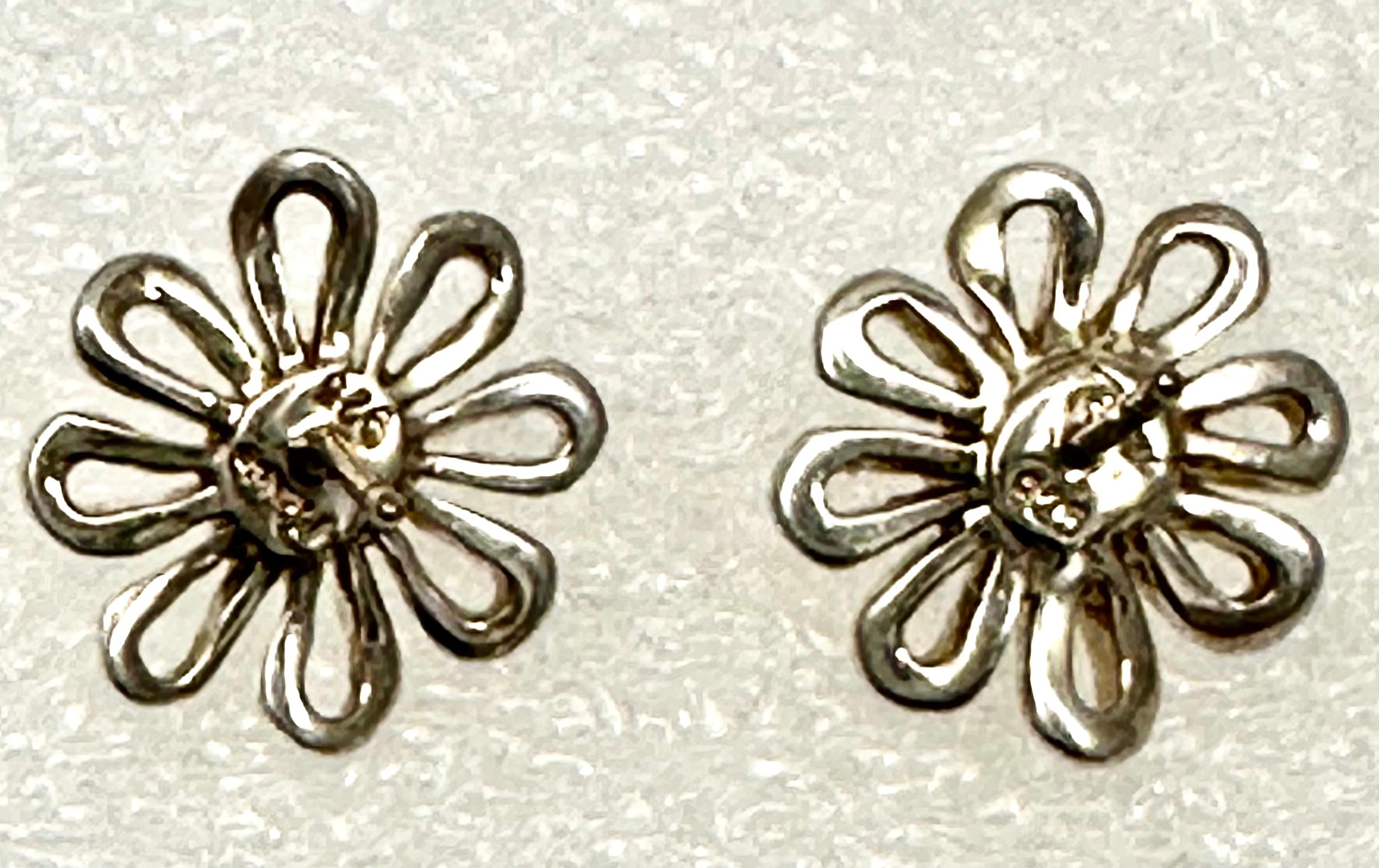 Artisan Paloma Picasso Tiffany & Co. 18K Gold Sterling Silver Flower Earrings