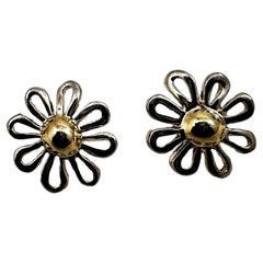 Paloma Picasso Tiffany & Co. 18K Gold Sterling Silver Flower Earrings