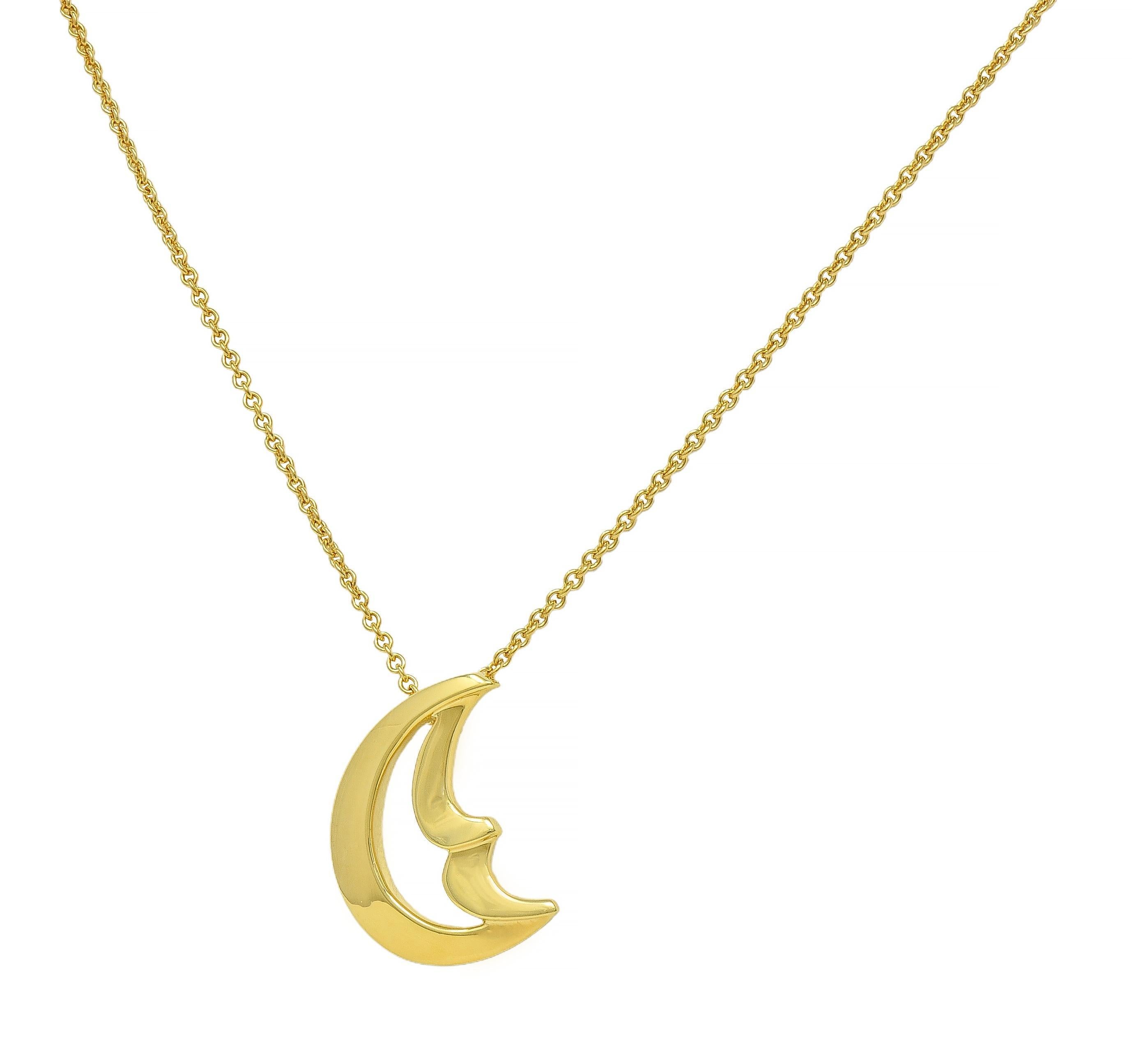 Paloma Picasso for Tiffany & Co. 18K Golding Co. Collana con ciondolo a forma di luna con graffiti d'epoca in vendita 7
