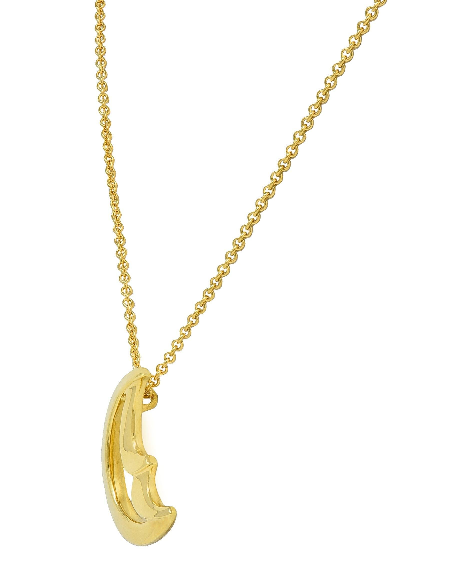 Paloma Picasso for Tiffany & Co. 18K Golding Co. Collana con ciondolo a forma di luna con graffiti d'epoca In condizioni ottime in vendita a Philadelphia, PA