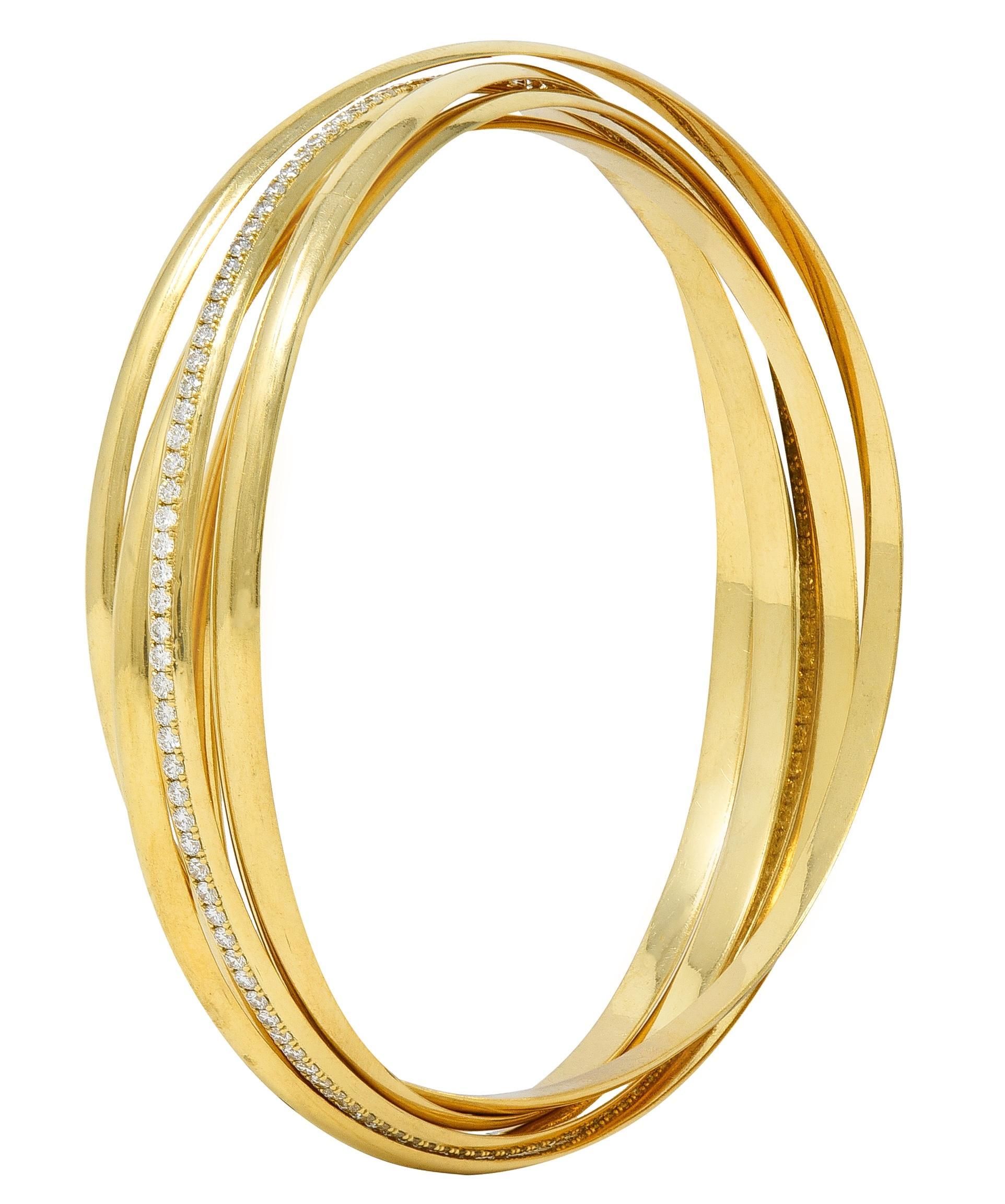 Paloma Picasso Tiffany & Co. Pulsera brazalete enrollable Vintage Melody de oro de 18 quilates Corte brillante en venta