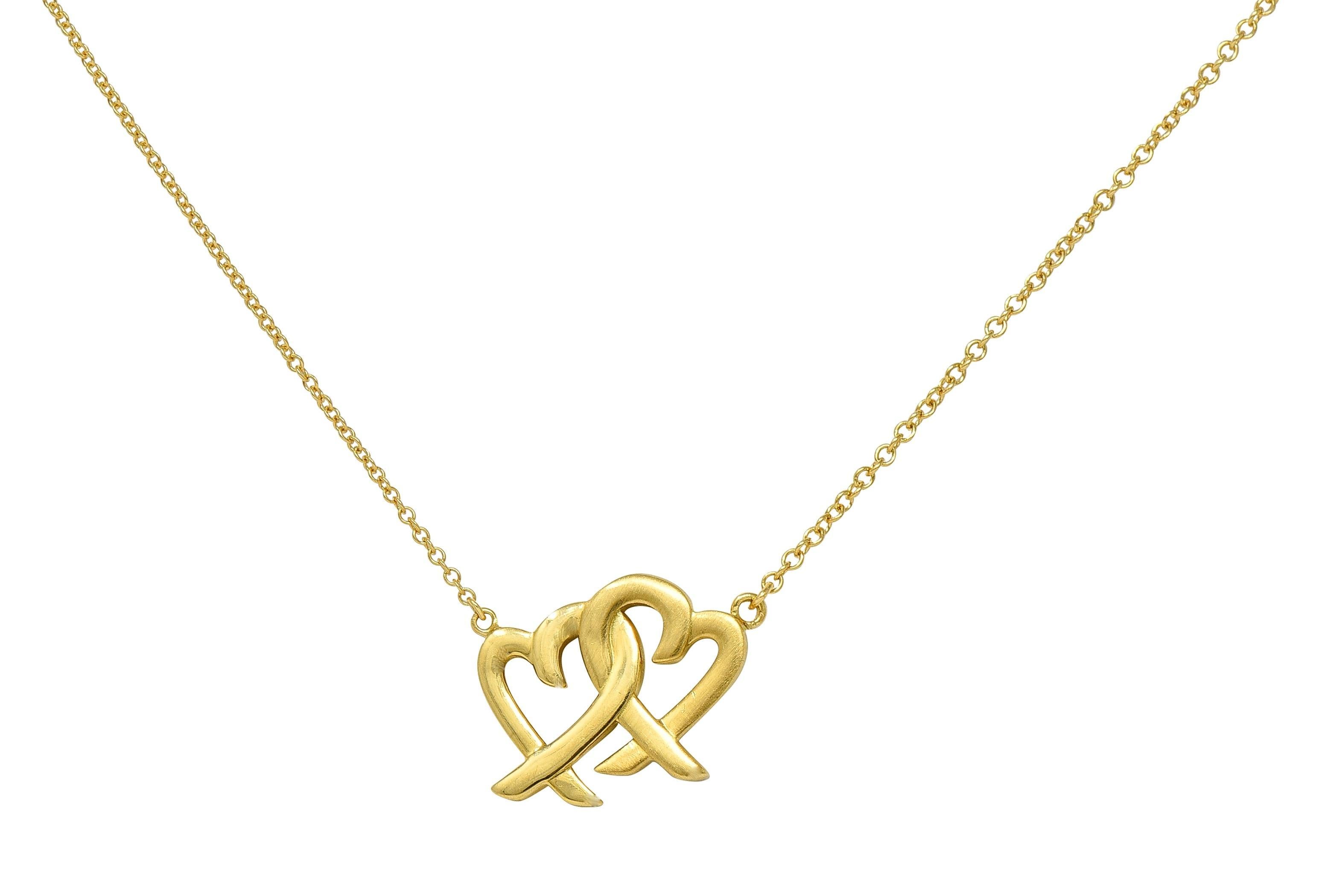Donna Paloma Picasso for Tiffany & Co. Collana con doppi cuori d'amore in oro giallo 18 carati in vendita