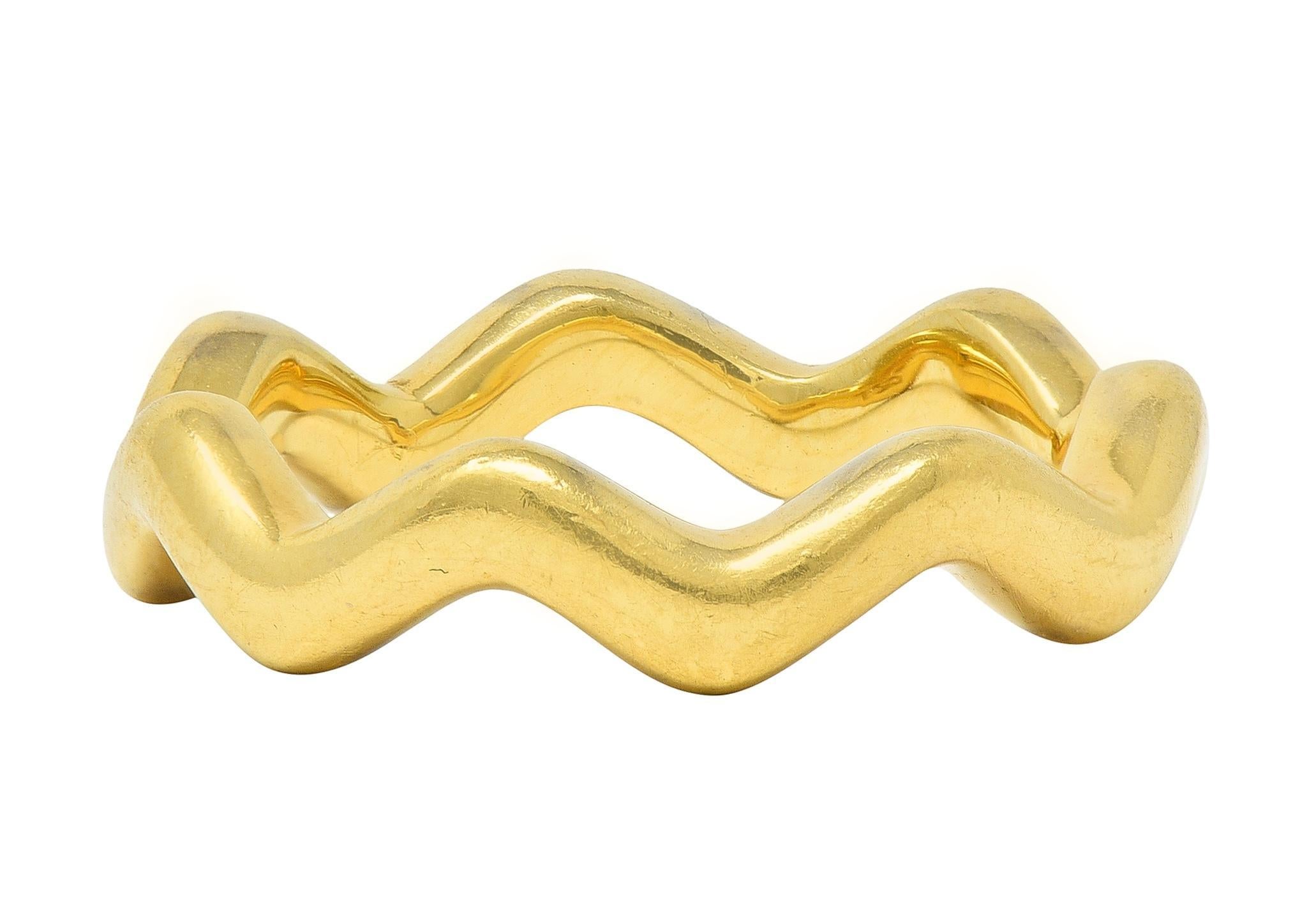 Paloma Picasso for Tiffany & Co. 1980's 18 Karat Yellow Gold Gold Vintage Wave Band Ring