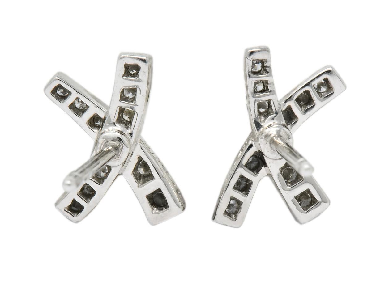 Contemporary Paloma Picasso Tiffany & Co. 1980s Diamond Platinum Kiss X-Stud Earrings