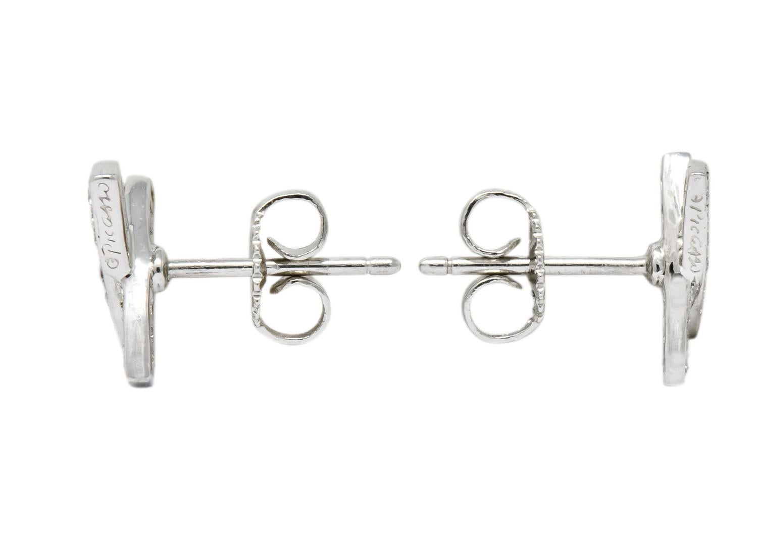 Round Cut Paloma Picasso Tiffany & Co. 1980s Diamond Platinum Kiss X-Stud Earrings