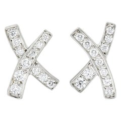 Paloma Picasso Tiffany & Co. 1980s Diamond Platinum Kiss X-Stud Earrings