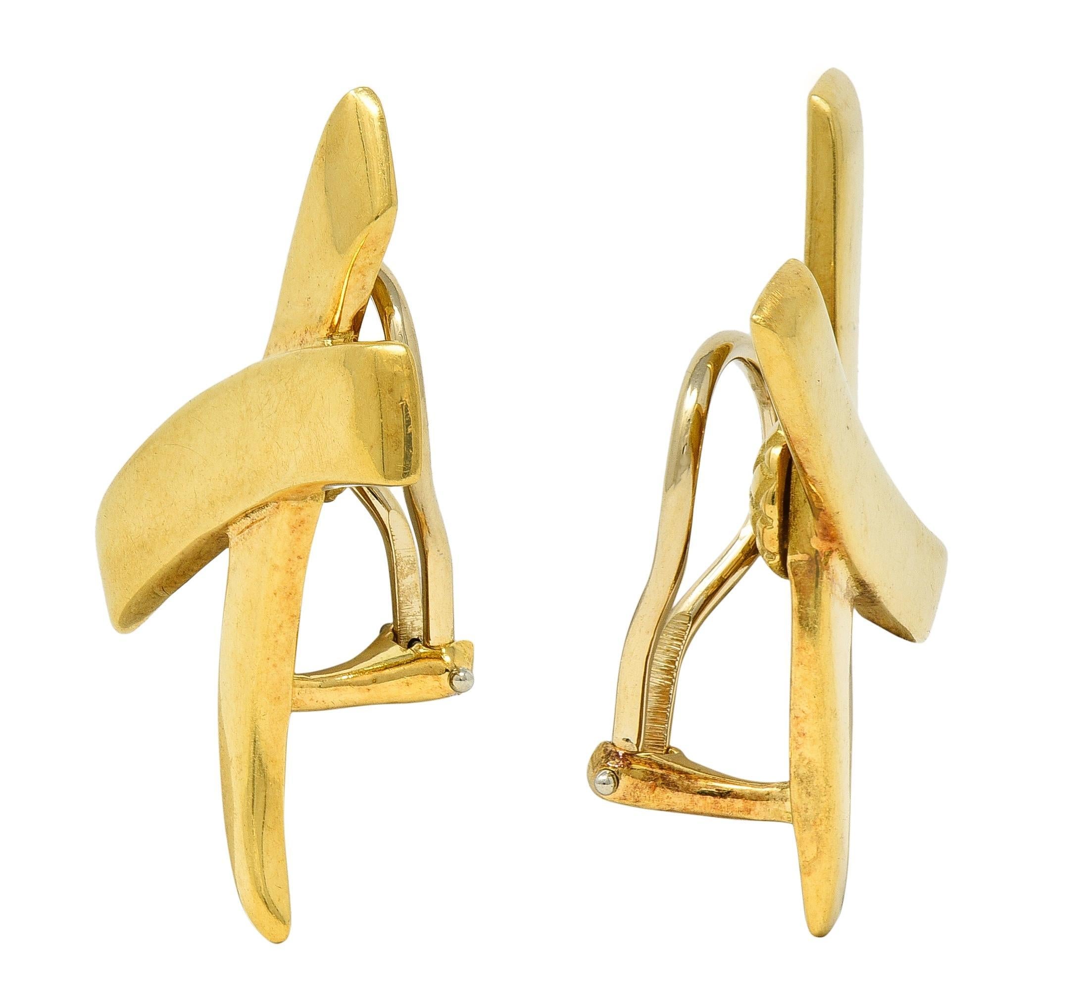 Pendientes Paloma Picasso Tiffany & Co. 1983 Oro de 18 quilates X Graffiti Vintage Ear-Clip Moderno en venta