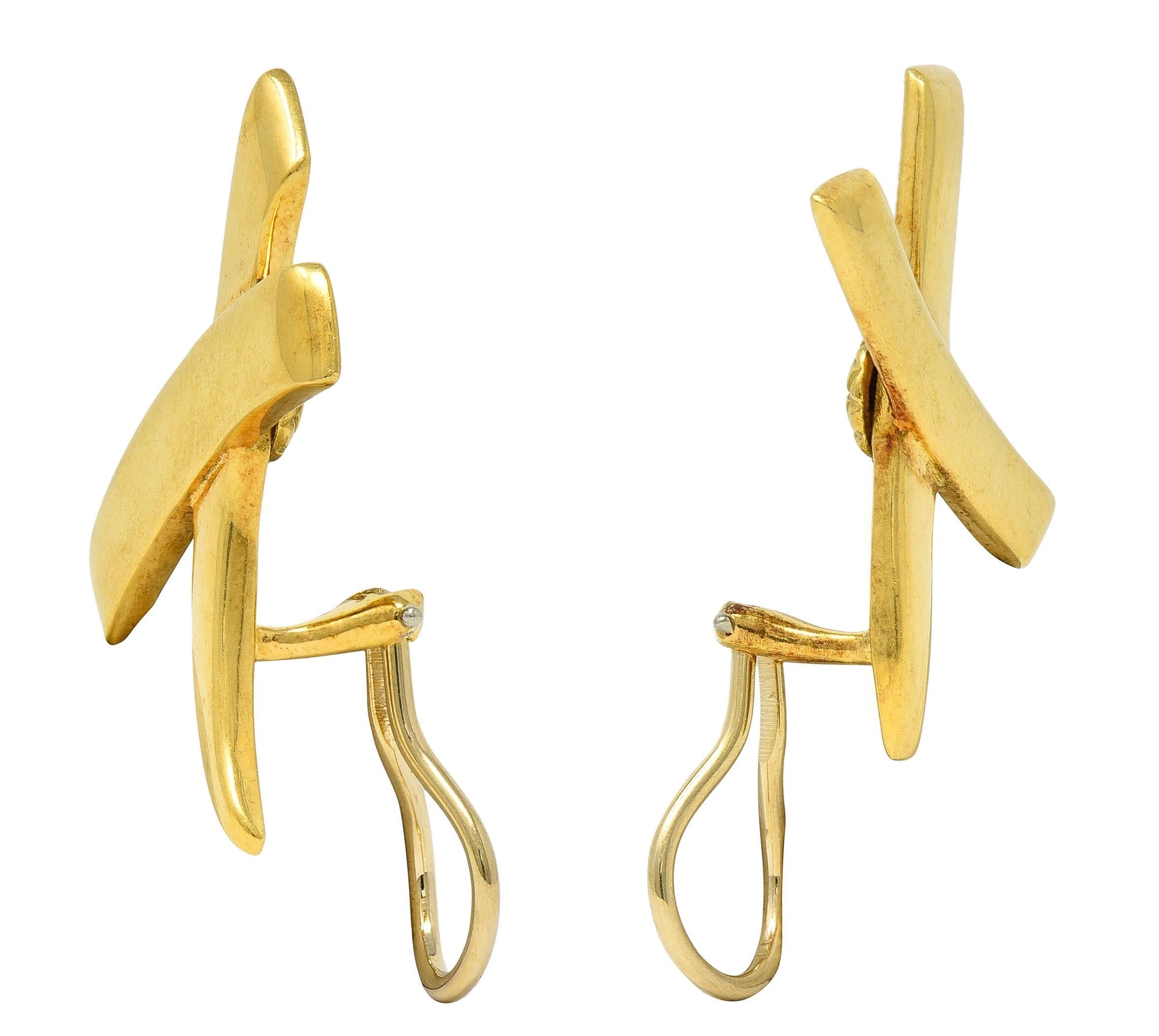 Pendientes Paloma Picasso Tiffany & Co. 1983 Oro de 18 quilates X Graffiti Vintage Ear-Clip en Excelente estado para la venta en Philadelphia, PA