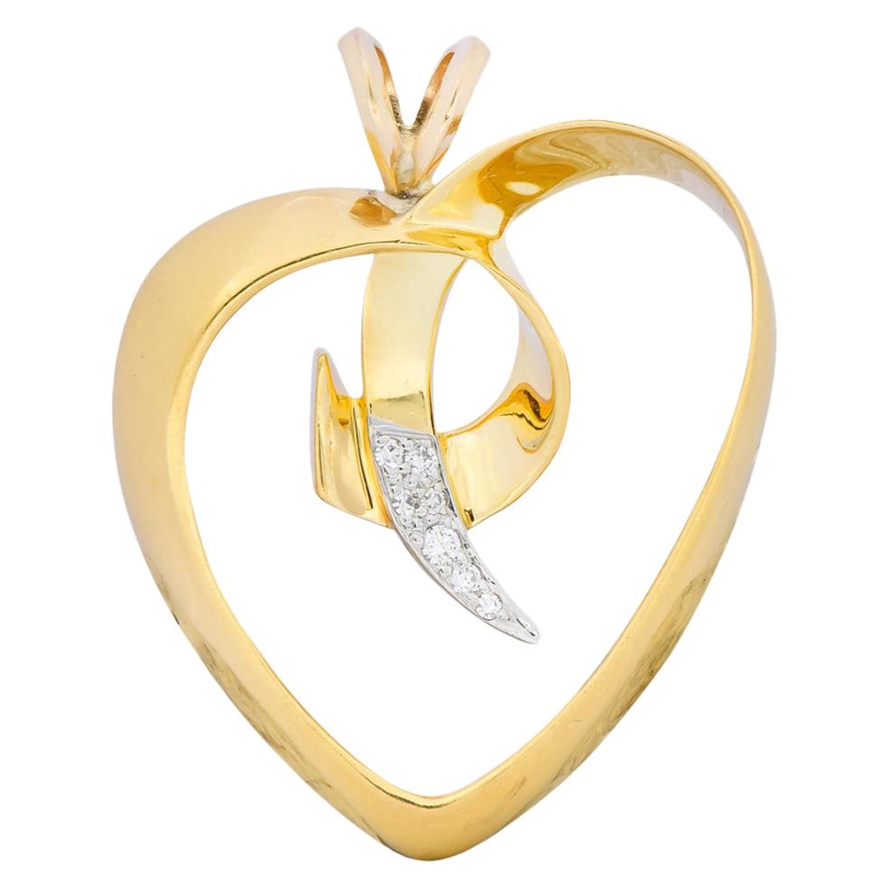 Paloma Picasso Tiffany 
Co. 1983 Diamond 18 Karat Gold Loving Heart Pendant